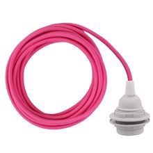 Pink cable 3 m. w/plastic lamp holder w/2 rings E27