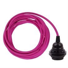 Hot pink cable 3 m. w/bakelite lamp holder w/2 rings E27