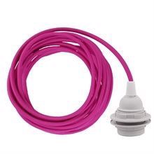 Hot pink cable 3 m. w/plastic lamp holder w/2 rings E27