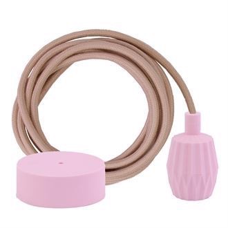 Dusty Pale pink cable 3 m. w/pale pink Plisse