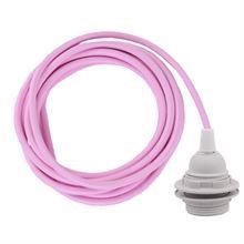 Pale pink cable 3 m. w/plastic lamp holder w/2 rings E27