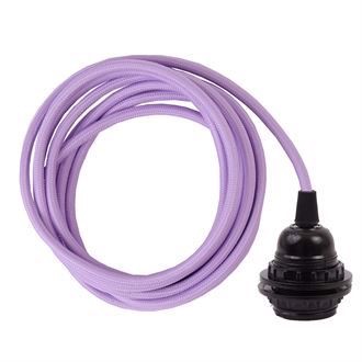 Lilac cable 3 m. w/bakelite lamp holder w/2 rings E27