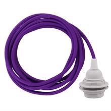 Purple cable 3 m. w/plastic lamp holder w/2 rings E27