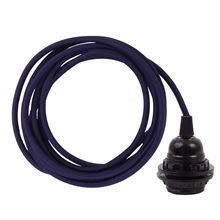 Navy blue cable 3 m. w/bakelite lamp holder w/2 rings E27