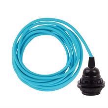 Clear blue cable 3 m. w/bakelite lamp holder w/2 rings E27