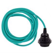 Turquoise cable 3 m. w/bakelite lamp holder w/2 rings E27