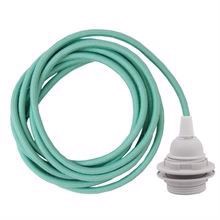 Dusty Pale turquoise cable 3 m. w/plastic lamp holder w/2 rings E27