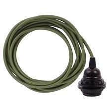 Army green cable 3 m. w/bakelite lamp holder w/2 rings E27