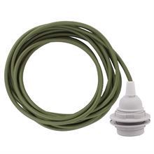 Army green cable 3 m. w/plastic lamp holder w/2 rings E27