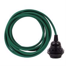 Dark green cable 3 m. w/bakelite lamp holder w/2 rings E27