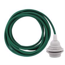Dark green cable 3 m. w/plastic lamp holder w/2 rings E27