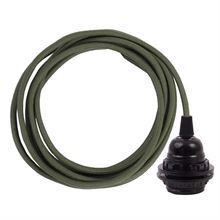 Dusty Army green cable 3 m. w/bakelite lamp holder w/2 rings E27