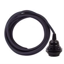 Dark grey cable 3 m. w/bakelite lamp holder w/2 rings E27