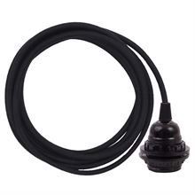 Dusty Black cable 3 m. w/bakelite lamp holder w/2 rings E27