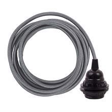 Dark silver cable 3 m. w/bakelite lamp holder w/2 rings E27