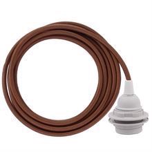 Dark copper cable 3 m. w/plastic lamp holder w/2 rings E27