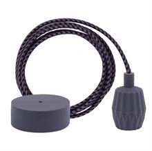 Grey Pepita cable 3 m. w/dark grey Plisse