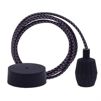Grey Pepita cable 3 m. w/black Plisse