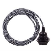 Black Stripe cable 3 m. w/bakelite lamp holder w/2 rings E27