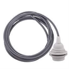 Black Stripe cable 3 m. w/plastic lamp holder w/2 rings E27