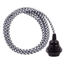 White Pepita cable 3 m. w/bakelite lamp holder w/2 rings E27