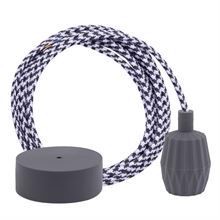 White Pepita cable 3 m. w/dark grey Plisse