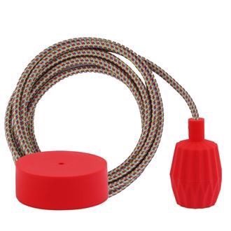 Rainbow Mix cable 3 m. w/red Plisse