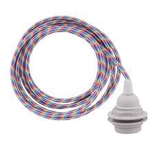 White Rainbow cable 3 m. w/plastic lamp holder w/2 rings E27