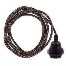Black Multi cable 3 m. w/bakelite lamp holder w/2 rings E27