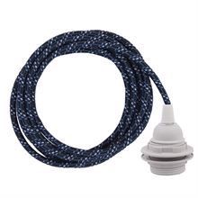 Blue Mix cable 3 m. w/plastic lamp holder w/2 rings E27
