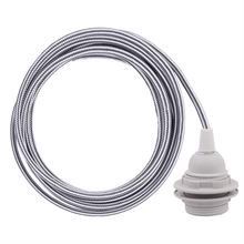 Grey Stripe cable 3 m. w/plastic lamp holder w/2 rings E27