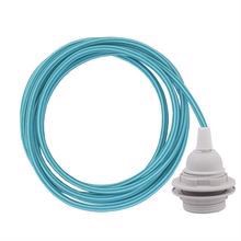 Turquoise Stripe cable 3 m. w/plastic lamp holder w/2 rings E27
