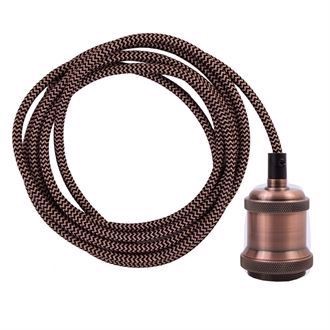 Copper Snake cable 3 m. w/dark copper lamp holder E27