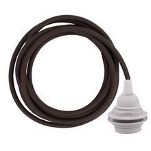 Dusty Brown cable 3 m. w/plastic lamp holder w/2 rings E27