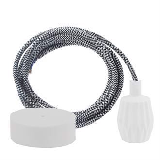 Dusty Black Snake cable 3 m. w/white Plisse