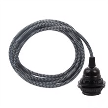 Dusty Grey Snake cable 3 m. w/bakelite lamp holder w/2 rings E27