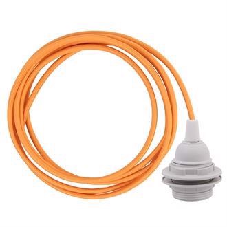 Pale orange cable 3 m. w/plastic lamp holder w/2 rings E27
