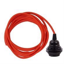 Dark orange cable 3 m. w/bakelite lamp holder w/2 rings E27