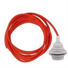 Dark orange cable 3 m. w/plastic lamp holder w/2 rings E27
