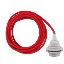 Red cable 3 m. w/plastic lamp holder w/2 rings E27