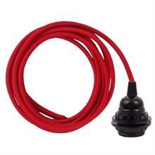 Dark red cable 3 m. w/bakelite lamp holder w/2 rings E27