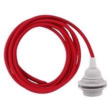 Dark red cable 3 m. w/plastic lamp holder w/2 rings E27