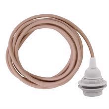 Dusty Pale pink cable 3 m. w/plastic lamp holder w/2 rings E27