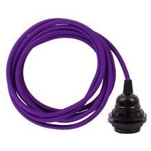 Purple cable 3 m. w/bakelite lamp holder w/2 rings E27