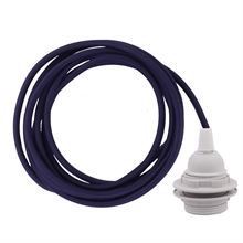 Navy blue cable 3 m. w/plastic lamp holder w/2 rings E27