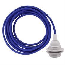 Cobalt blue cable 3 m. w/plastic lamp holder w/2 rings E27