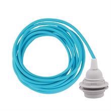 Clear blue cable 3 m. w/plastic lamp holder w/2 rings E27