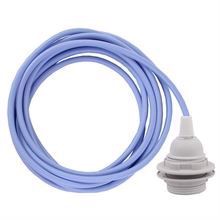 Pale blue cable 3 m. w/plastic lamp holder w/2 rings E27