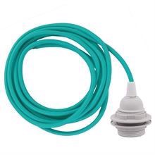 Turquoise cable 3 m. w/plastic lamp holder w/2 rings E27