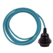 Dark turquoise cable 3 m. w/bakelite lamp holder w/2 rings E27